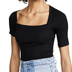Alix NYC, Intermix, Harring ribbed, black bodysuit, size M.